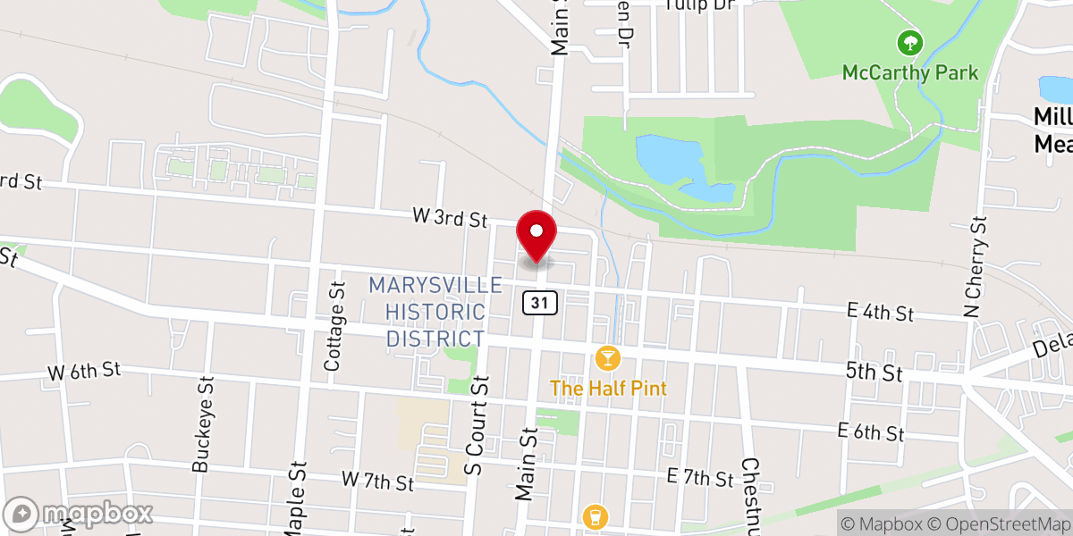 Map showing location of Marysville Journal-Tribune