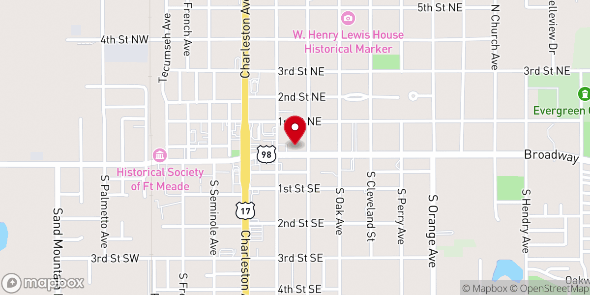 Map showing location of Fort Meade Methodist Church