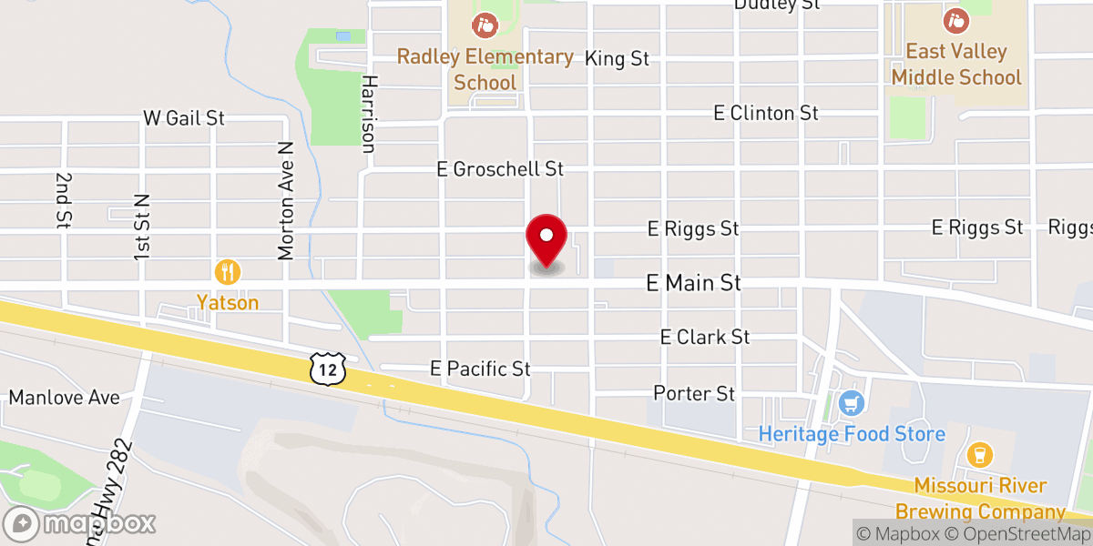 Map showing location of East Helena
