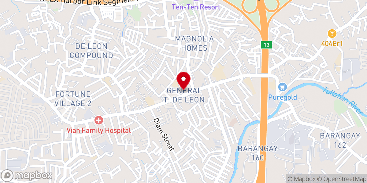Map showing location of Jesus Is Lord Church - Gen. T. De Leon, Valenzuela