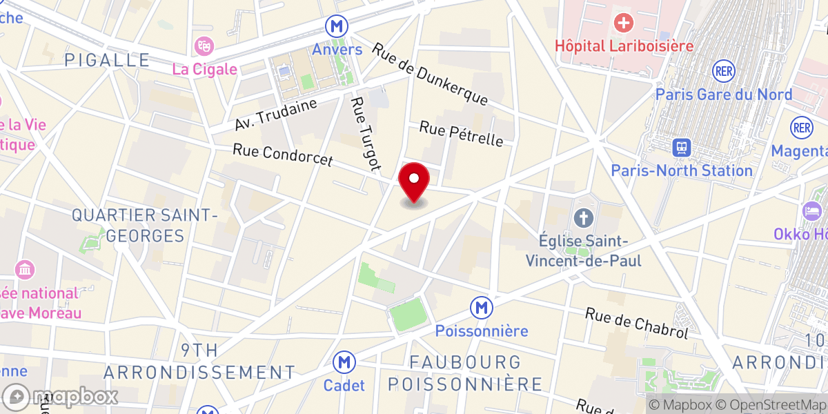 Map showing location of 45 RUE DE MAUBEUGE PARIS 75009