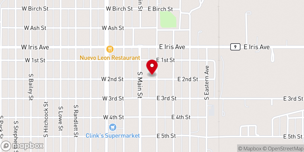 Map showing location of First Baptist Church