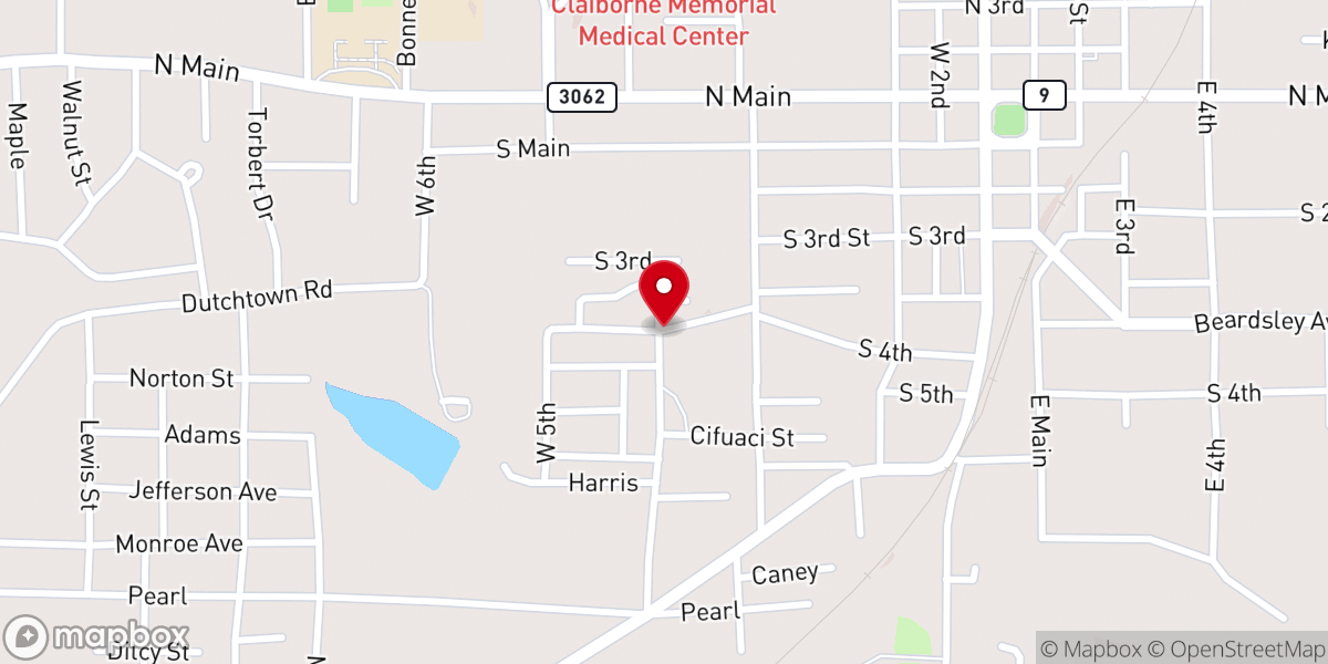 Map showing location of Ebenezer Baptist Church