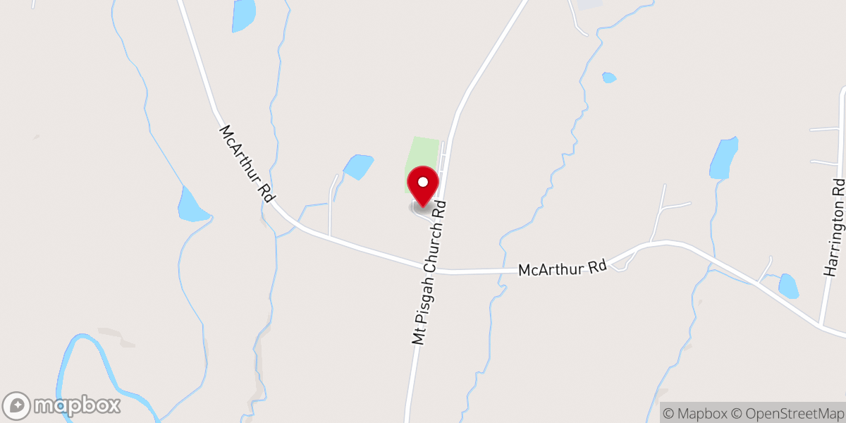 Map showing location of Mt Pisgah Presbyterian Church