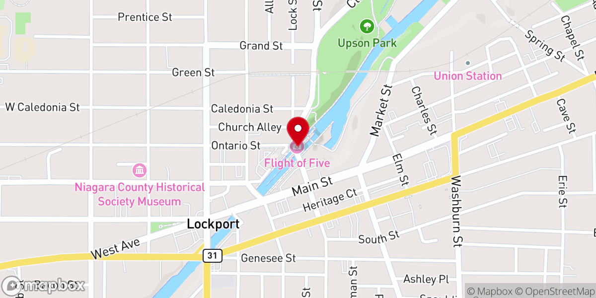 Map showing location of Historic Erie Canal "Flight of Five" Combined Locks