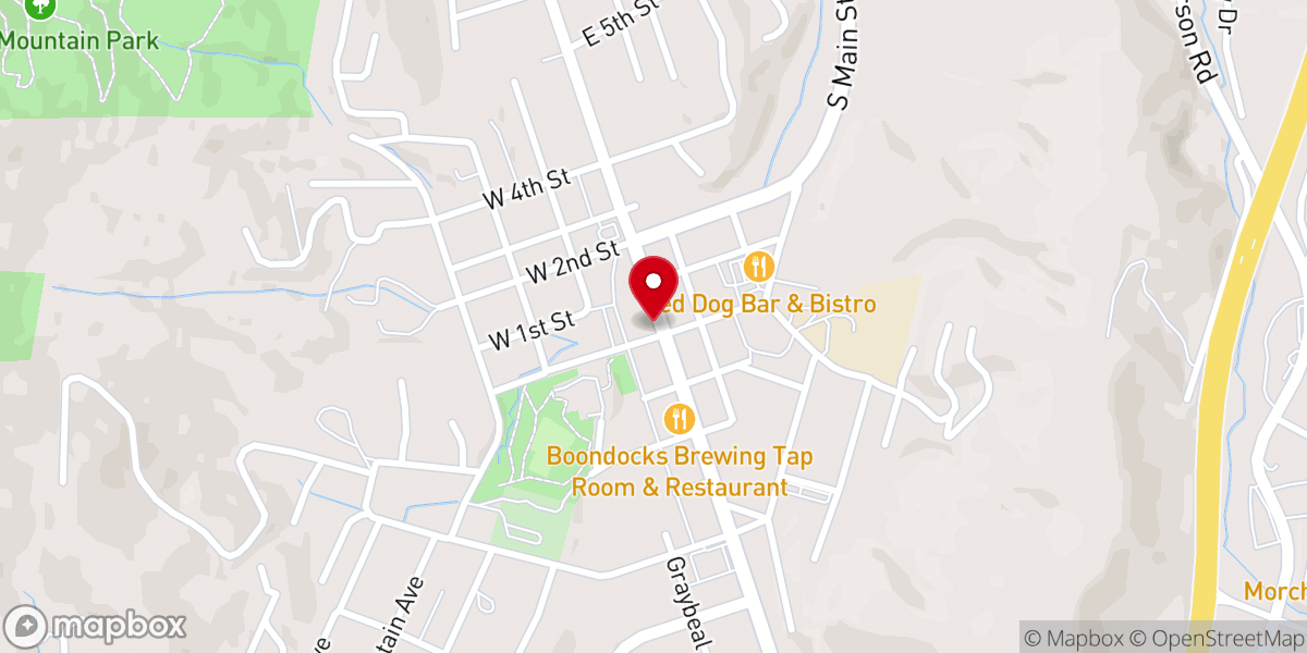 Map showing location of Ashe County Chamber of Commerce
