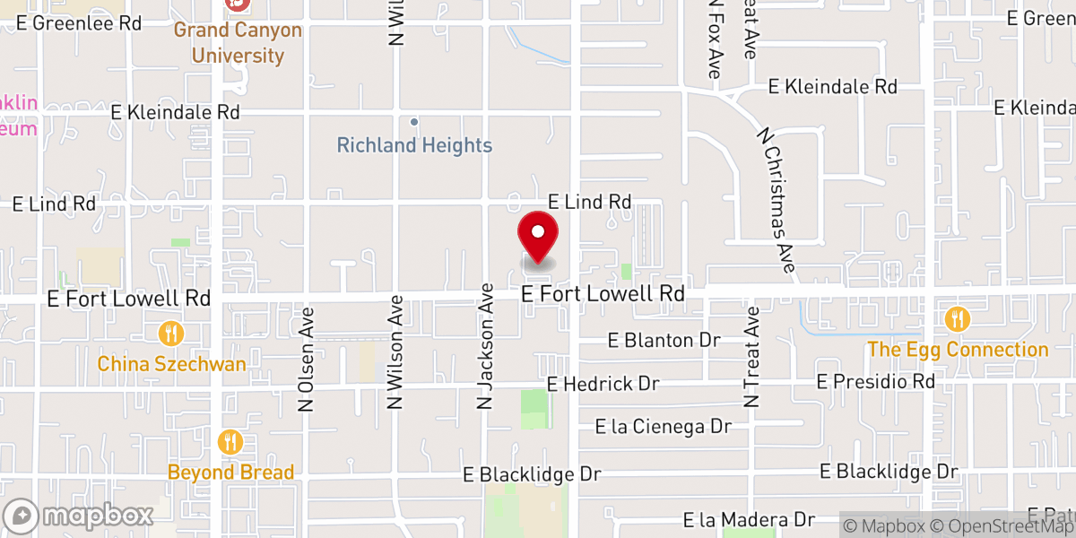Map showing location of Tucson Chinese Baptist Church