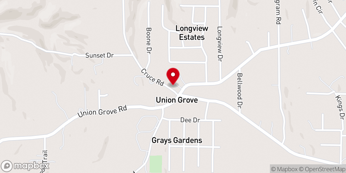 Map showing location of Union Grove Methodist Church