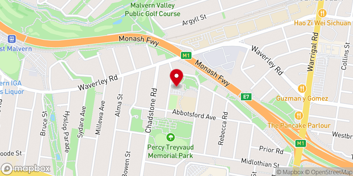 Map showing location of City on a Hill: Melbourne East
