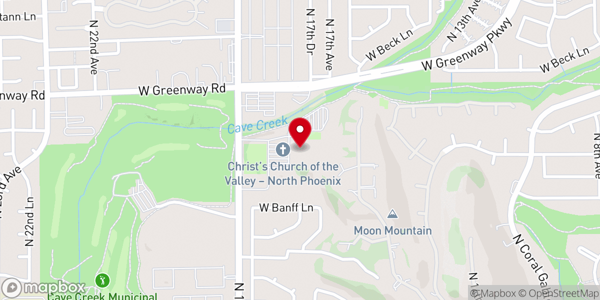 Map showing location of Christ's Church of the Valley (CCV) - North Phoenix