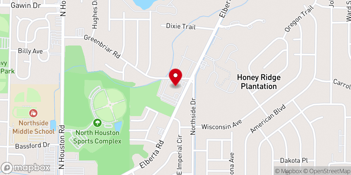 Map showing location of Green Acres Baptist Church