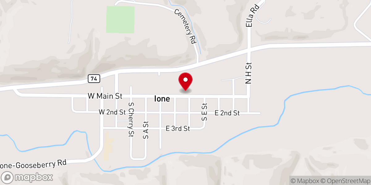 Map showing location of Ione Community Church