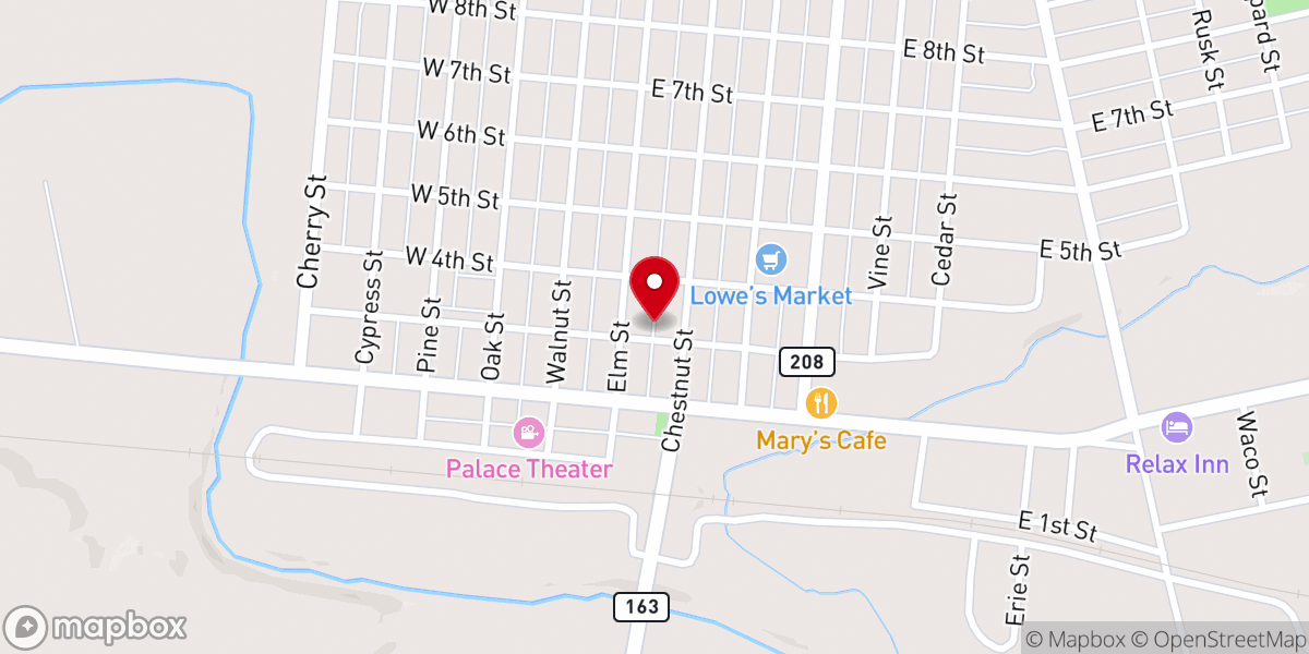 Map showing location of First Baptist Church