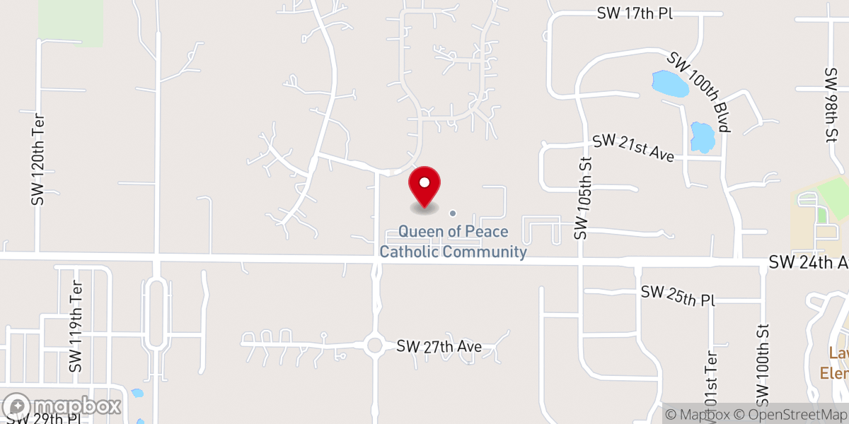 Map showing location of Queen of Peace Catholic Community