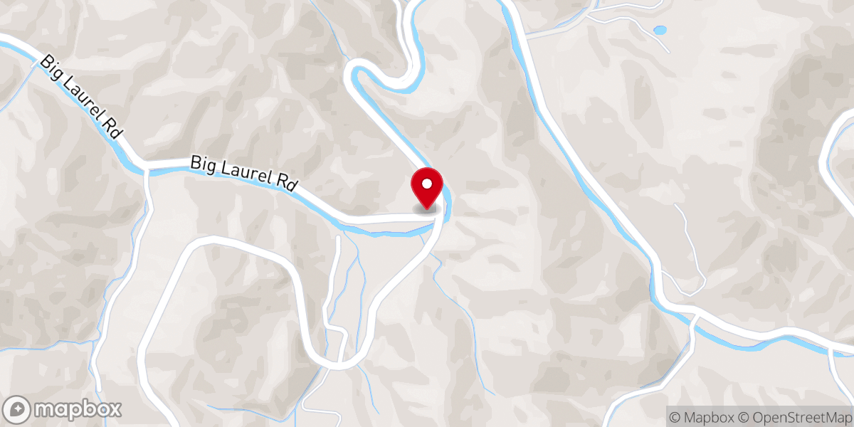 Map showing location of Big Laurel Baptist Church