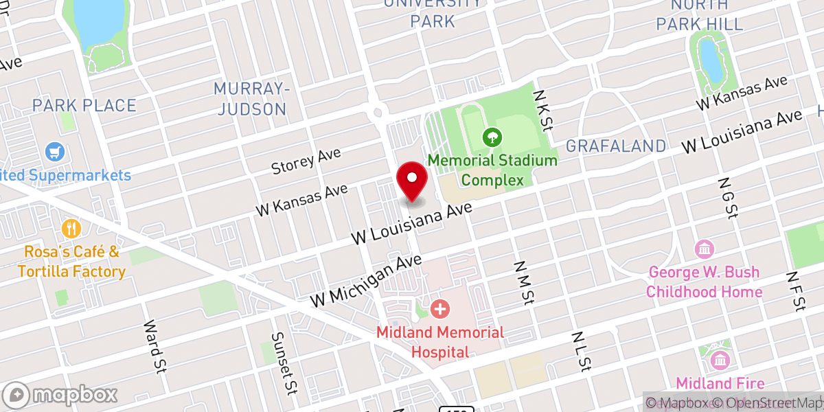 Map showing location of First Baptist Church Of Midland