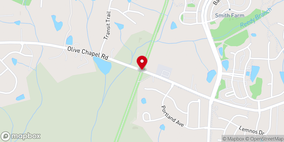 Map showing location of American Tobacco Trail - Olive Chapel Road Access