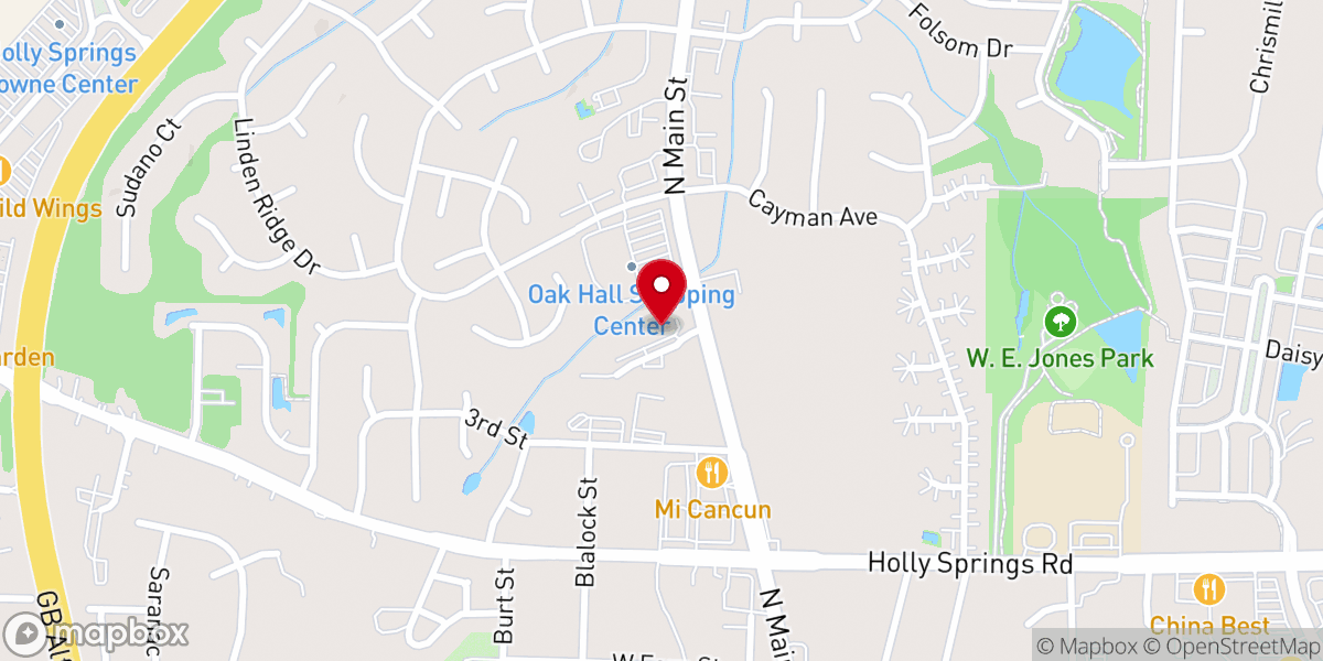 Map showing location of Holly Springs Academy NC
