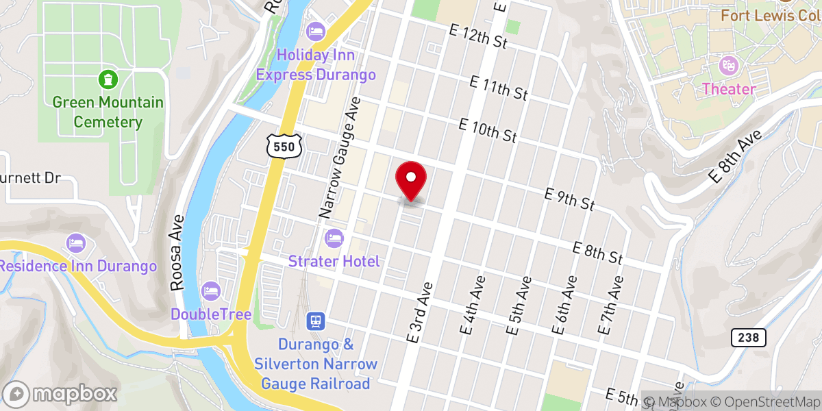 Map showing location of Durango Trails