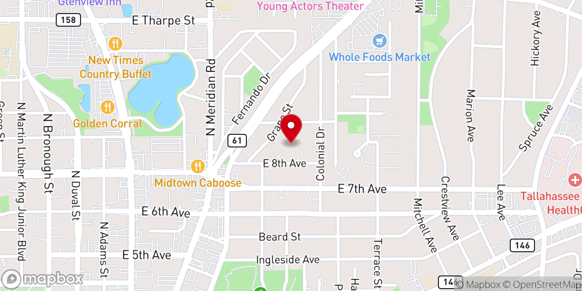 Map showing location of Four Oaks Church Midtown