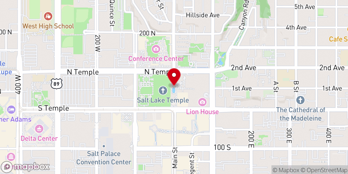 Map showing location of Temple Square