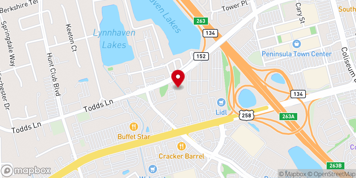 Map showing location of Peninsula Baptist Church