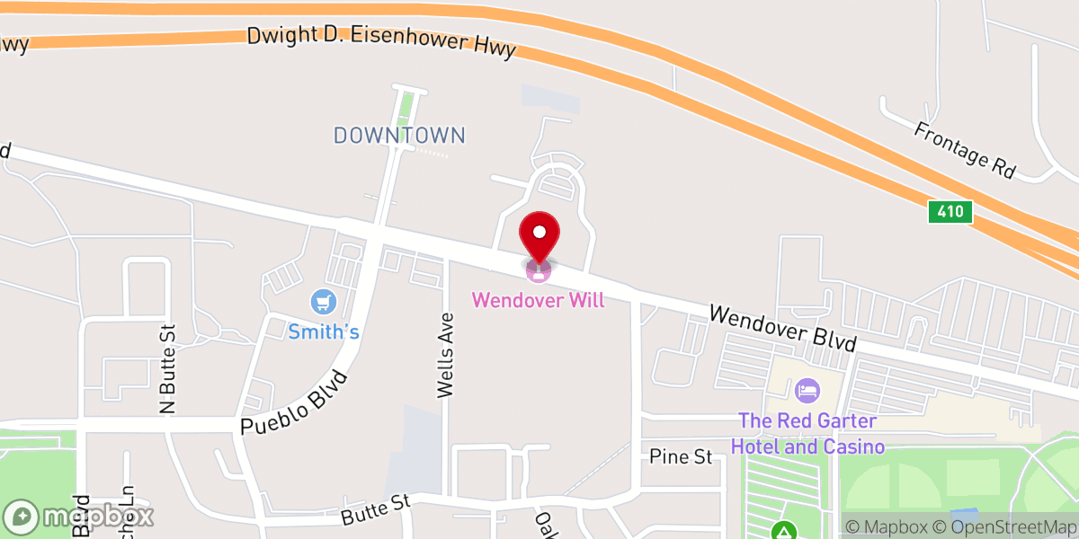 Map showing location of Wendover Will Neon Cowboy