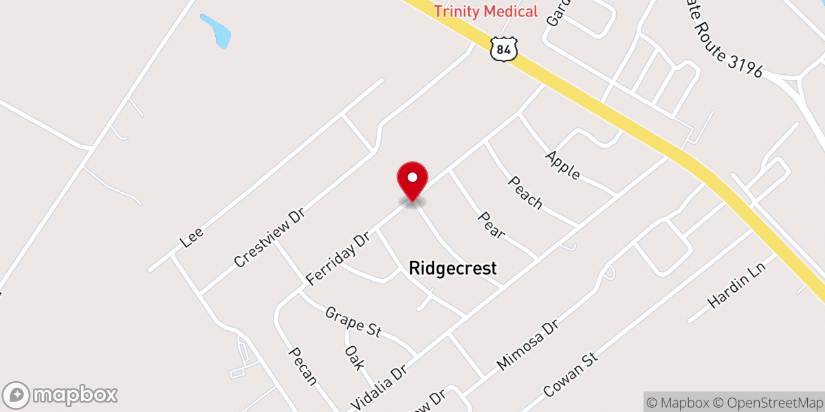 Map showing location of Ridgecrest Baptist Church