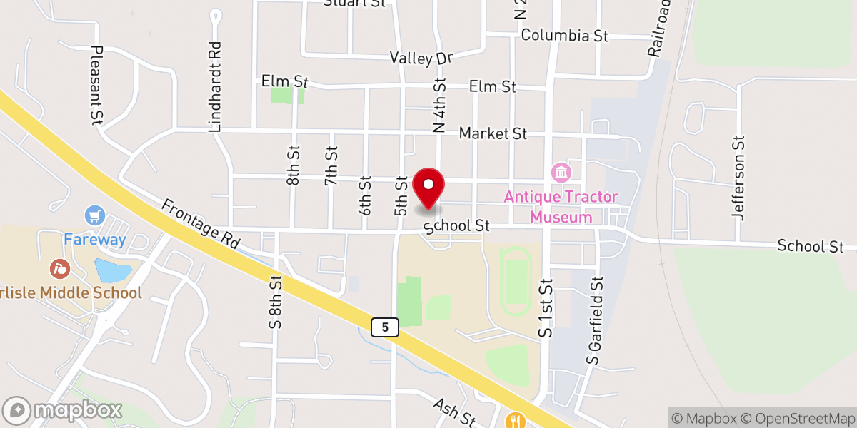 Map showing location of Carlisle United Methodist Church