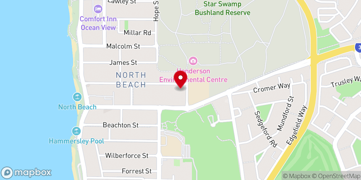 Map showing location of North Beach Baptist Church