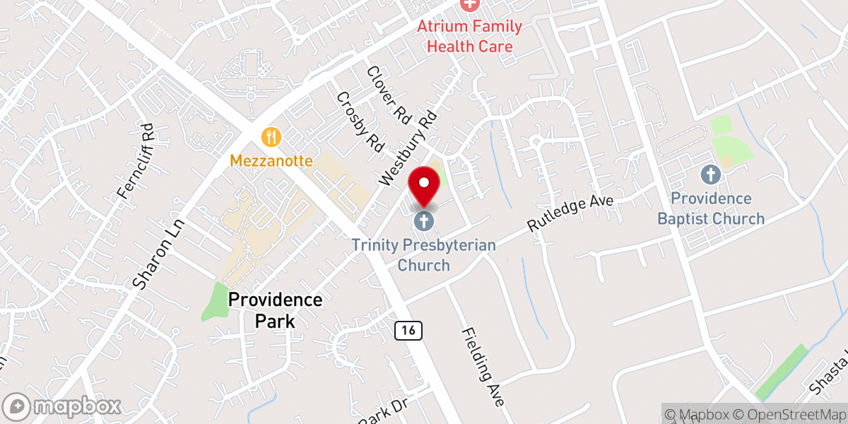 Map showing location of Trinity Presbyterian Church