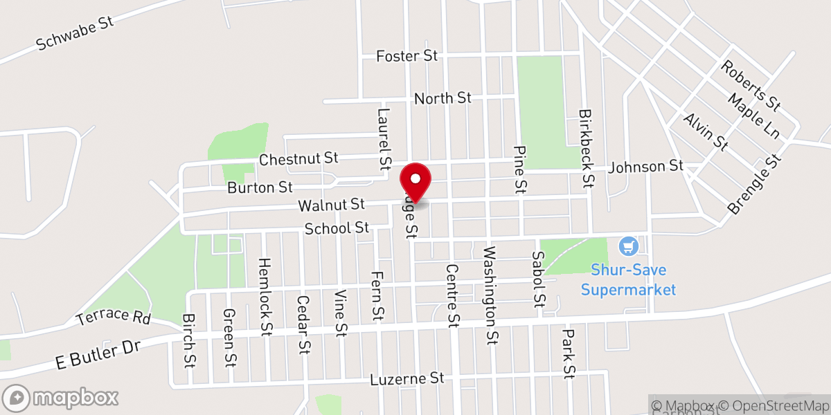 Map showing location of Bethel Baptist Church