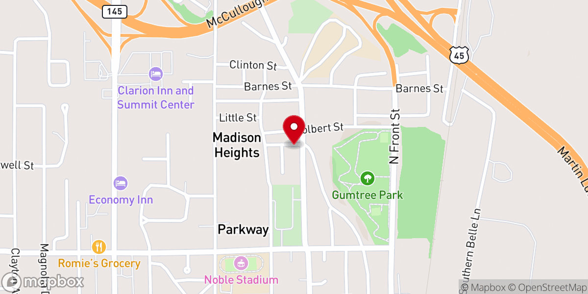 Map showing location of Springhill Baptist Church