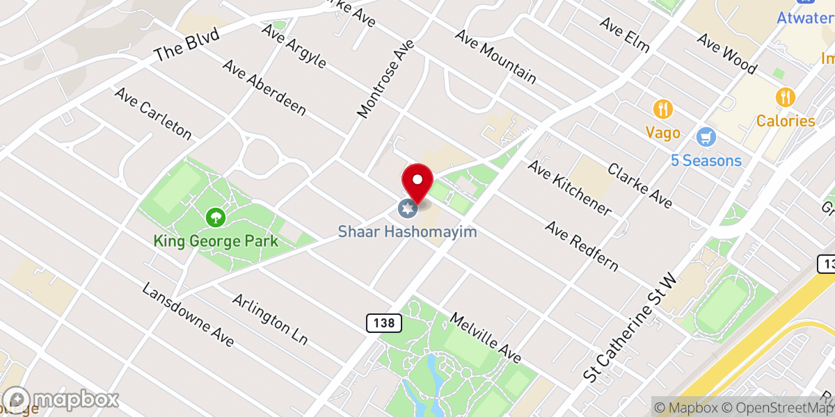 Map showing location of Congregation Shaar Hashomayim