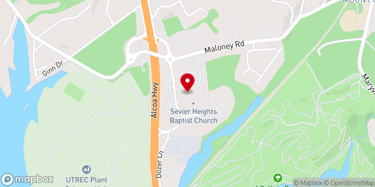 Map showing location of Sevier Heights Church