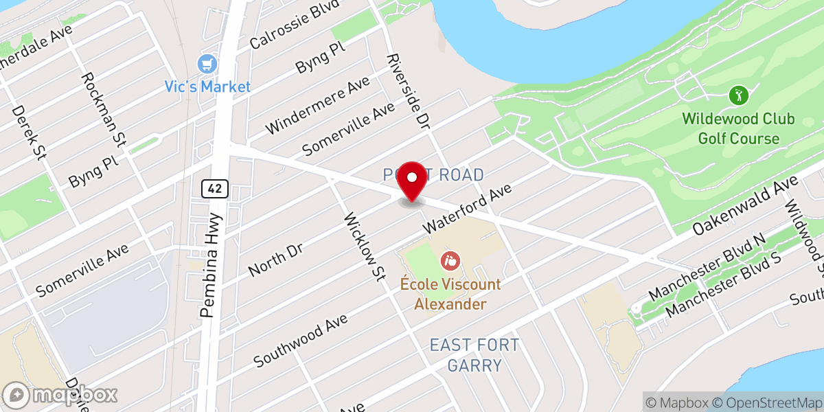 Map showing location of Saint Paul's Anglican Church Fort Garry