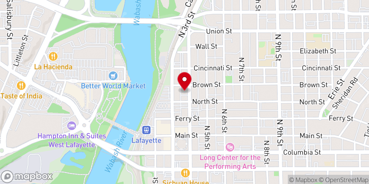 Map showing location of Lafayette Urban Ministry