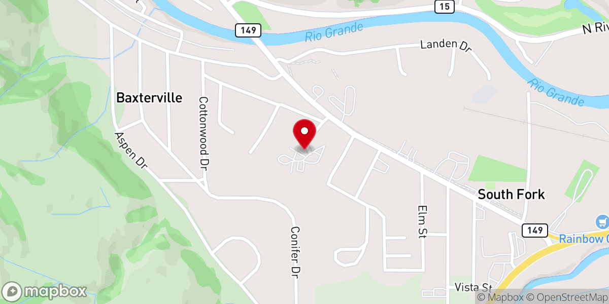 Map showing location of Grandview Cabins & RV Resort