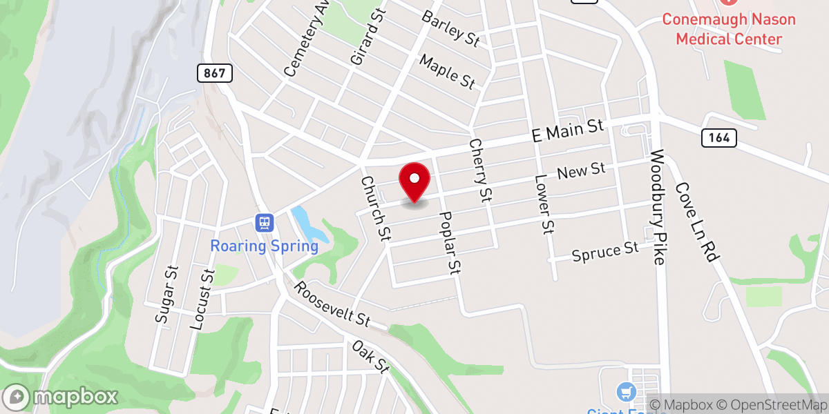 Map showing location of Pennsylvania Summer Choral Society