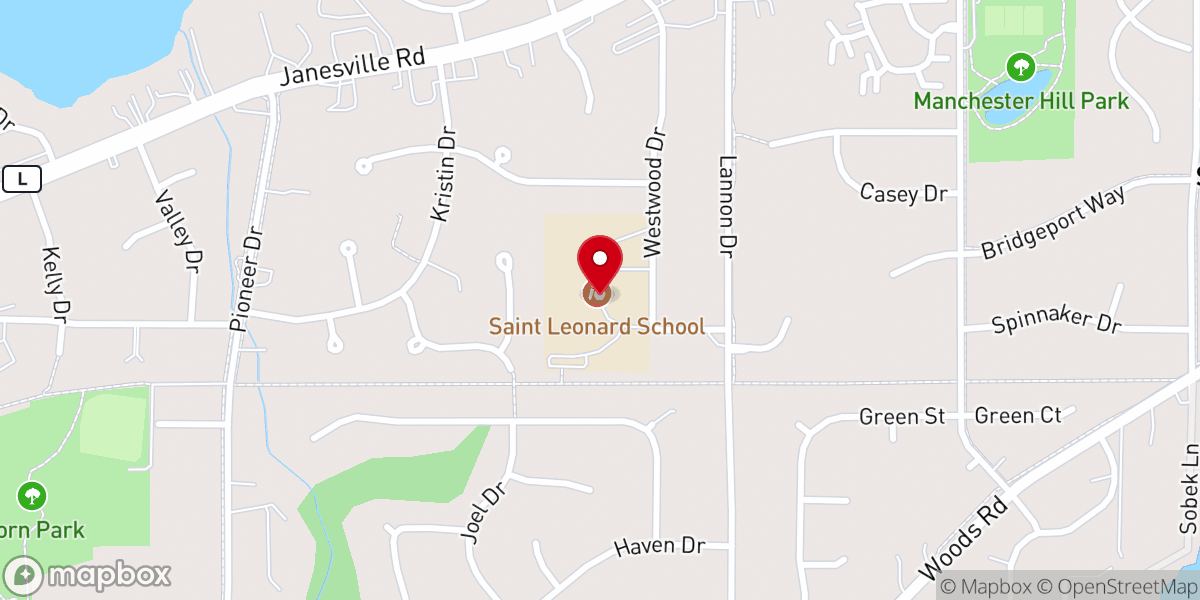 Map showing location of St Leonard Catholic Church & School