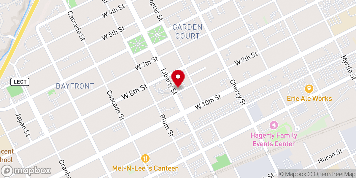 Map showing location of Erie United Methodist Alliance (EUMA)