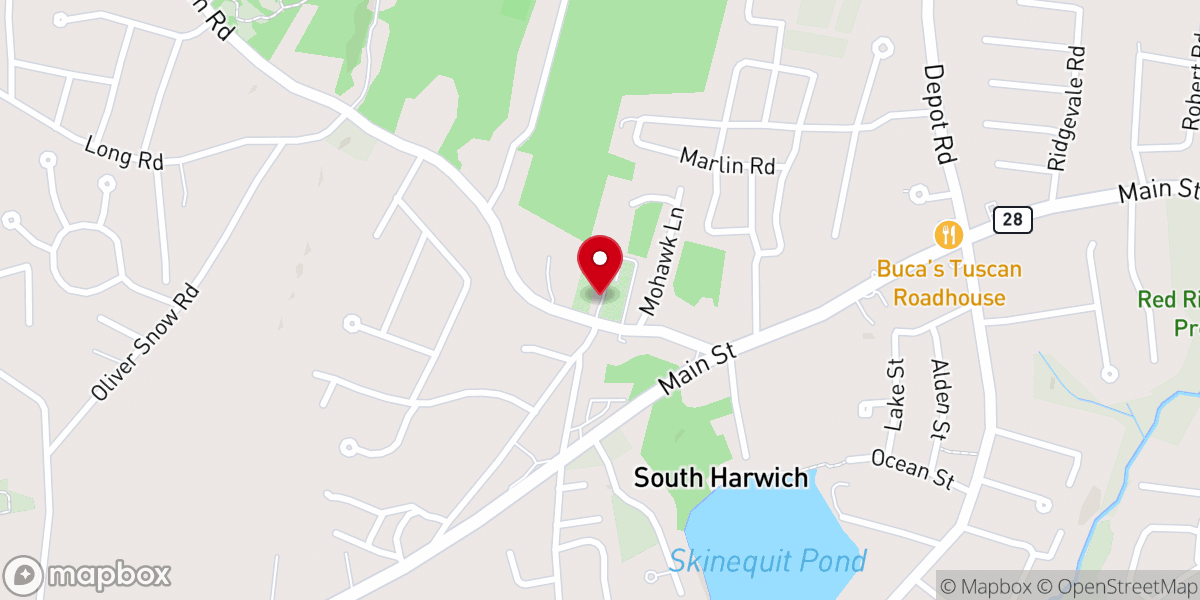 Map showing location of South Harwich Meeting House