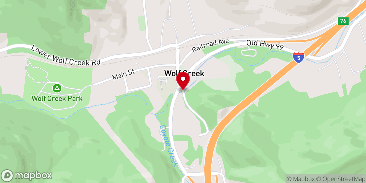 Map showing location of Wolf Creek Bridge