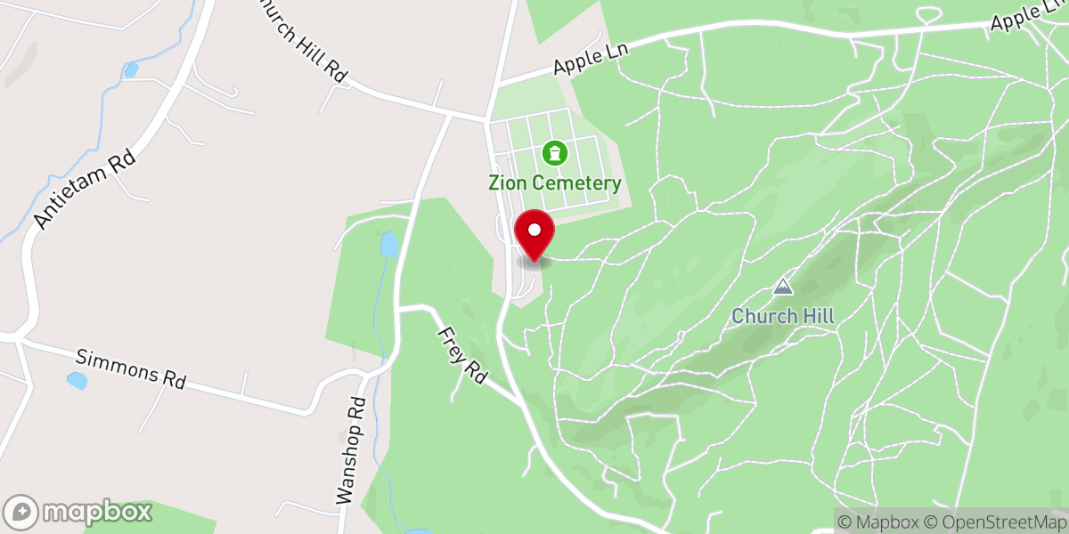 Map showing location of Zion Spies Lutheran Church