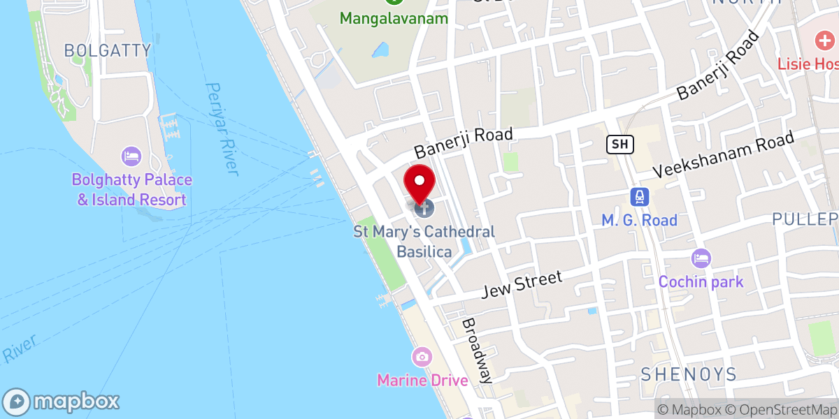 Map showing location of St. Mary's Syro-Malabar Cathedral Basilica, Ernakulam