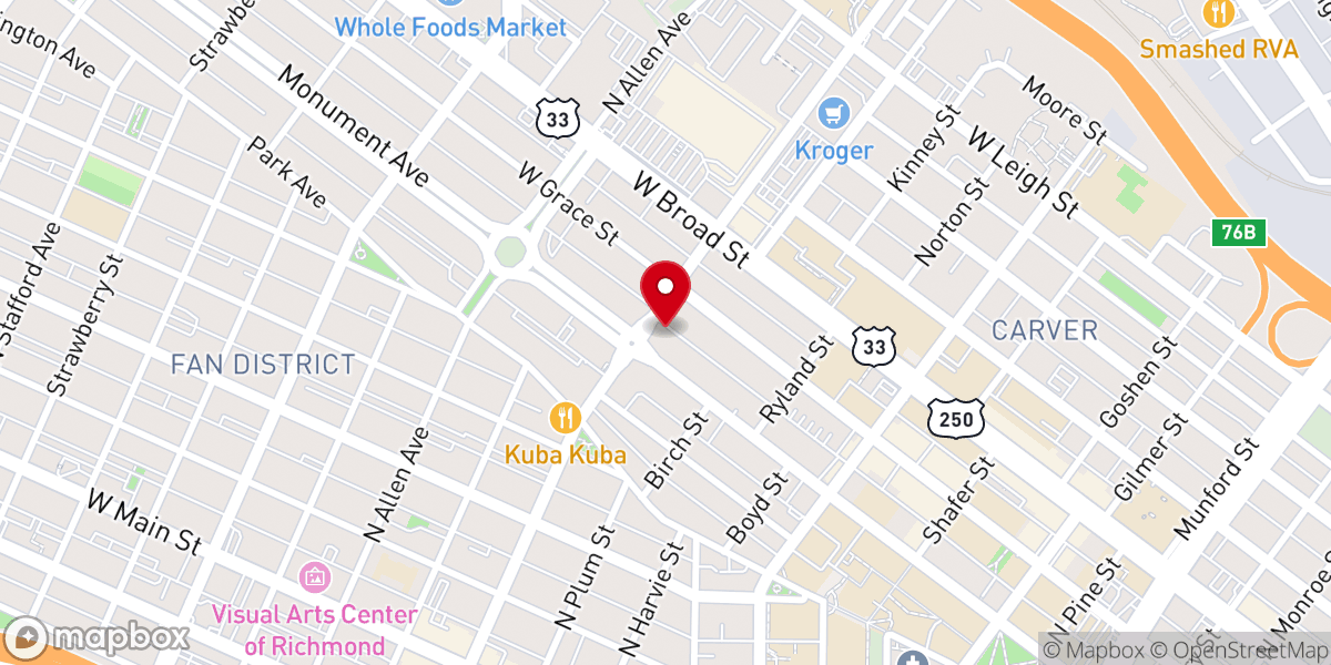 Map showing location of St John's United Church Christ, Richmond Virginia