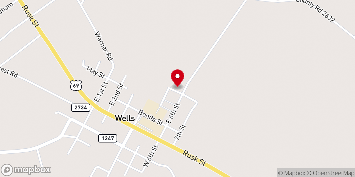 Map showing location of Wells Chapel Baptist Church