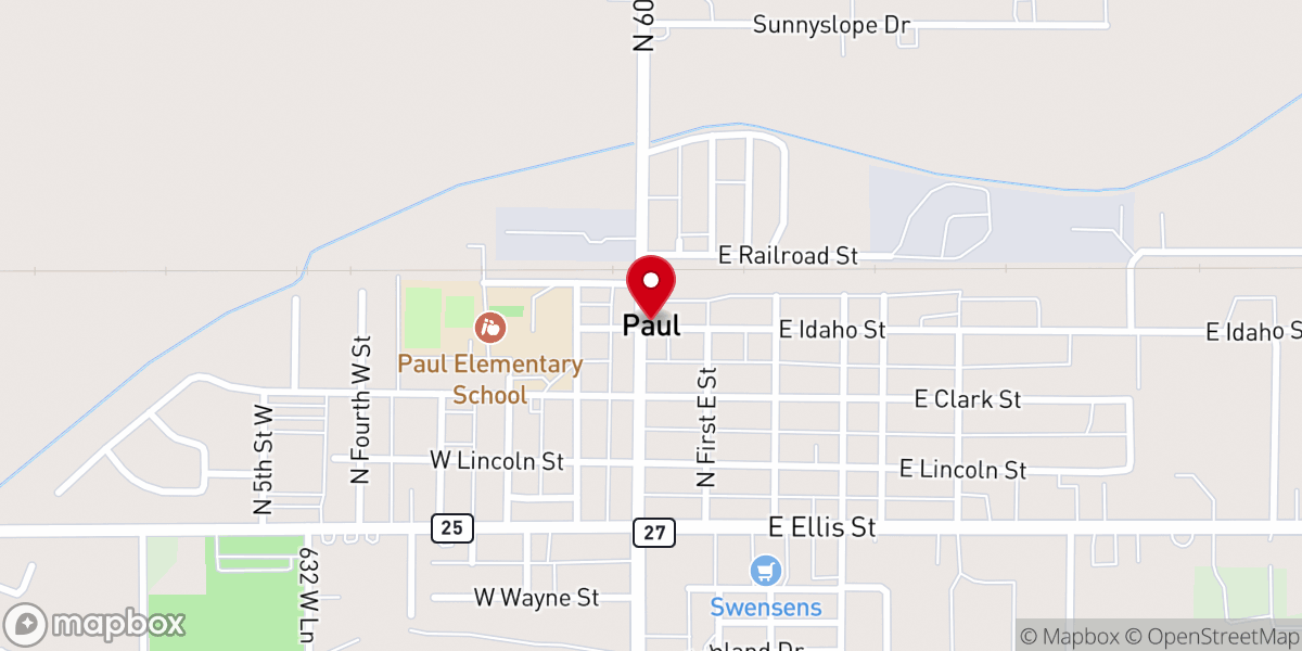 Map showing location of Paul