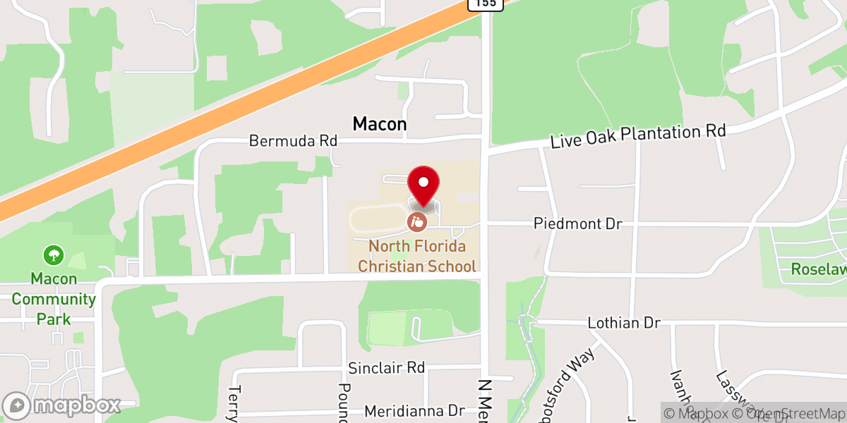 Map showing location of North Florida Baptist Church
