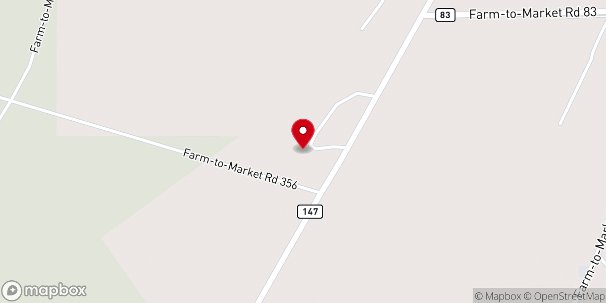 Map showing location of Broaddus Pentecostal Church